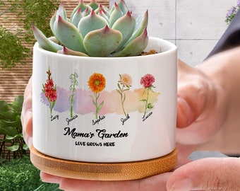 Mothers Day Gift, Personalized Flower Pot, Birth Flower Mom Gifts from Daughter, Nana's Garden, Grandmas Garden, Gifts for Mom, Grandma Gift