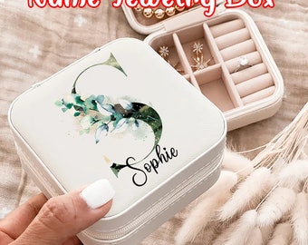 Custom Name Jewelry Box, Personalized Initial Jewelry Box, Wedding Jewelry Box, Bride Jewelry Case, Travel Jewelry Box, Mothers Day Gifts