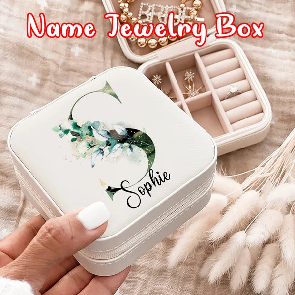 Custom Name Jewelry Box, Personalized Initial Jewelry Box, Wedding Jewelry Box, Bride Jewelry Case, Travel Jewelry Box, Mothers Day Gifts