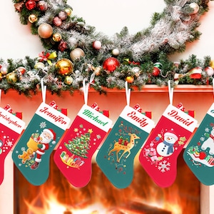 Personalized Christmas Stockings, Holiday Stockings for Family, Name Stockings for Christmas Gift, Christmas Decoration, Farmhouse Stocking