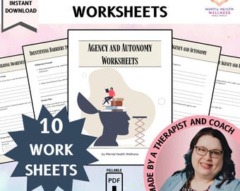 Agency and Autonomy Worksheets, Authentic Self, Real Self, Ideal Self, Self-Esteem, Self-Image, Self-Reflection, Values