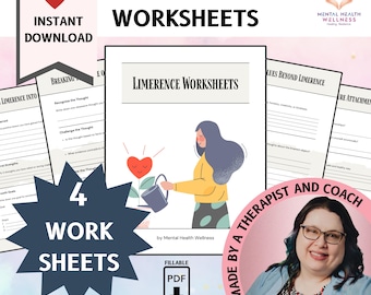 Limerence Worksheets 4 Pages for Emotional Regulation and Attachment Relationships