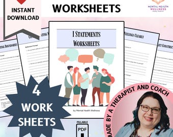 I Statements Worksheets 4 Pages, Express Emotions, Set Boundaries, Resolve Conflict, Improve Relationships, and Communication Skills