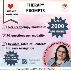 70 Therapeutic Modalities: Includes Over 2000 Question Prompts eBook Therapy Interventions Starter Tools