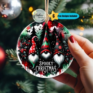 Boho Gothic Christmas Gnome Ornament PNG Sublimation Designs Digital Download Dark Christmas Creepy Christmas Gnome Christmas Ornament Scary