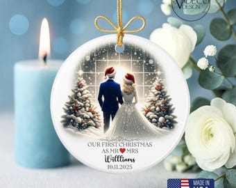 Custom First Christmas Married Ornament Our First Christmas As Mr and Mrs Ornament Christmas Ornament Wedding Ornament Engagement Ornament