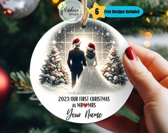 Personalized Married Ornament Our First Christmas As Mr and Mrs Christmas Ornament PNG Digital Download Sublimation Designs