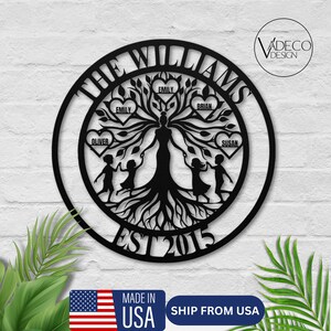 Custom Mothers Day Gift Family Tree Of Life Metal Sign Moms Birthday Anniversary Gift For Parents Grandma Grandpa Family Reunion Retirement