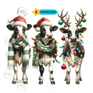 Watercolor Christmas Lights Cow PNG Farm Animal PNG Mooey Christmas Png Cow Lover Png Farmer Christmas Png Sublimation Only Digital Download