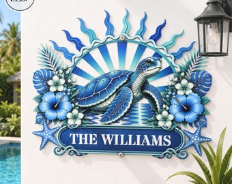 Sea Turtle Metal Wall Art, Coastal Ocean Decor, Nautical Sea Life Hanging, Beach House Art, Marine Life Decor Patio Decor Sunburst