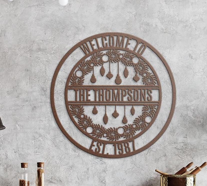 Personalized Family Name Sign Custom Metal Sign Monogram Wall Decor ...