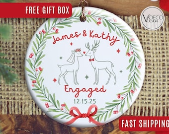 First Christmas Engagement Ornament Personalized Engaged Ornament Gifts for Engaged Couple Custom Wedding Couple Gift Christmas Keepsake