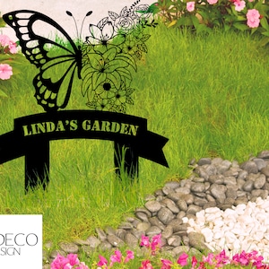Custom Butterfly With Flower Lilies Garden Stake Butterfly Garden Sign Personalized Garden Metal Sign Outdoor Garden Decor Motherdays Gifts