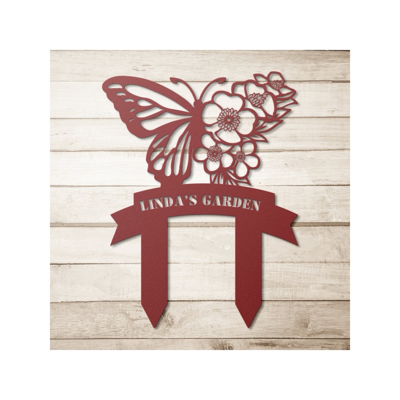 Custom Butterfly With Flowers Garden Stake Butterfly Garden Sign Personalized Garden Metal Sign Outdoor Garden Decor Motherdays Gift For Mom image 2