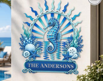 Coastal Seahorse Metal Wall Art, Coastal Ocean Decor, Nautical Sea Life Hanging, Beach House Art, Marine Life Decor Patio Decor Poolside