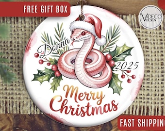 Albino Corn Snake Ornament Custom Christmas Ornament Python Personalized Tree Ornament Wildlife Art Nature Lover Gift Who Loves Snakes Gift