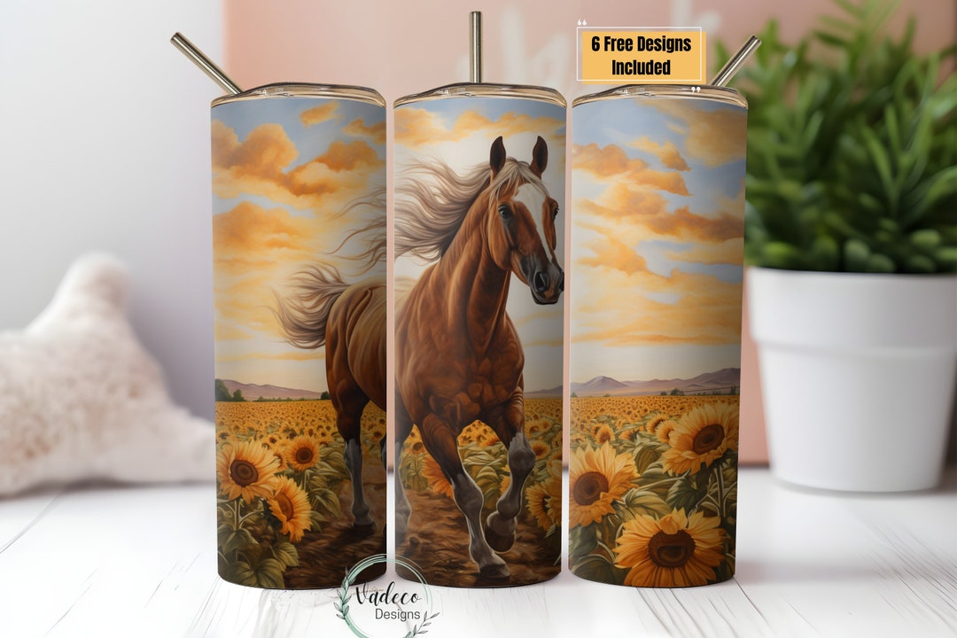 Horse and Sunflower Lover Tumbler Wrap, 20oz Skinny Tumbler ...