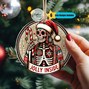 Gothic Spooky Christmas Ornament PNG Sublimation Design Digital Download Dark Christmas Skeleton Christmas Horror Christmas Creepy Christmas
