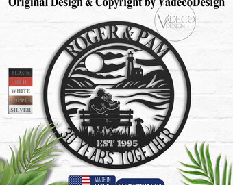 Custom 30th Anniversary Gift For Parents Couple Gift Pearl Wedding Anniversary Metal Wall Art Sign Hawaii Tropical Beach Coastal Summer