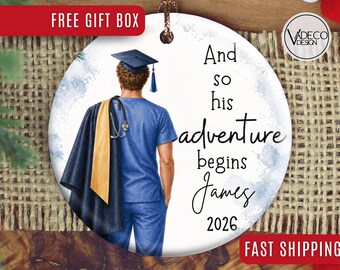 Adorno de enfermera Regalo personalizado para enfermera recién graduada Adorno de enfermera para hombre Adorno de graduación Regalo de graduación Regalo para enfermera registrada Regalo para licenciada en enfermería Regalo de graduación de enfermería