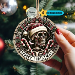 Gothic Spooky Christmas Ornament PNG Sublimation Design Digital Download Dark Christmas Skeleton Christmas Horror Christmas Creepy Christmas