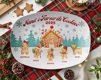 Cadeau de grand-mère Assiette à biscuits préférée de grand-mère Assiette familiale de Noël en pain d'épice personnalisée Assiette de grand-mère Cadeau de Noël Nana Gigi