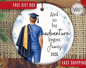 Adorno de enfermera Regalo personalizado para enfermera recién graduada Adorno de enfermera para hombre Adorno de graduación Regalo de graduación Regalo para enfermera registrada Regalo para licenciada en enfermería Regalo de graduación de enfermería