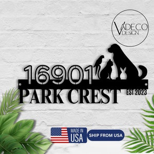Custom Dog Cat Puppy Animal Metal Address Sign House Number Hanging Address Plaque Yard Sign Outdoor Decor Garden Stake Street Number Sign