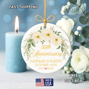 Personalized 50th Anniversary Gift Golden Wedding Gift For Couple Gift For Her 25th Anniversary Gift Engagment Oranment Wedding Ornament