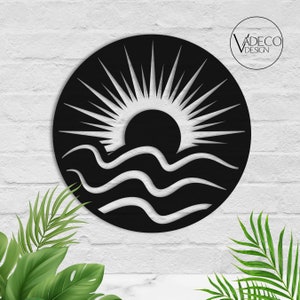 Boho Tropical Coastal Sun Metal Wall Art Sculpture Art Nature Minimalist Home Decor Modern Art Sunset Sunrise Boho WallArt Housewarming Gift