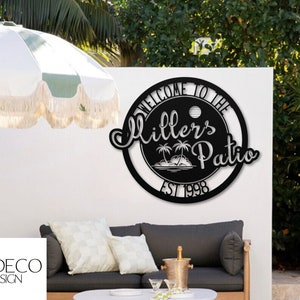 Personalized Tropical Patio Pool Sign Custom Tropical Sign Custom Metal Welcome Yard Make It Your Own Wording Business Sign Housewarming