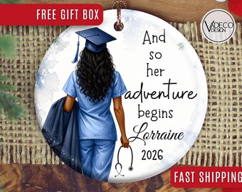 Adorno de enfermera, regalo personalizado para enfermera, adorno navideño para enfermera, adorno de graduación, regalo de graduación, regalo de enfermería, regalo de licenciatura en enfermería, regalo de graduación de enfermería