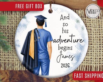 Adorno de enfermera Regalo personalizado para enfermera recién graduada Adorno de enfermera para hombre Adorno de graduación Regalo de graduación Regalo para enfermera registrada Regalo para licenciada en enfermería Regalo de graduación de enfermería