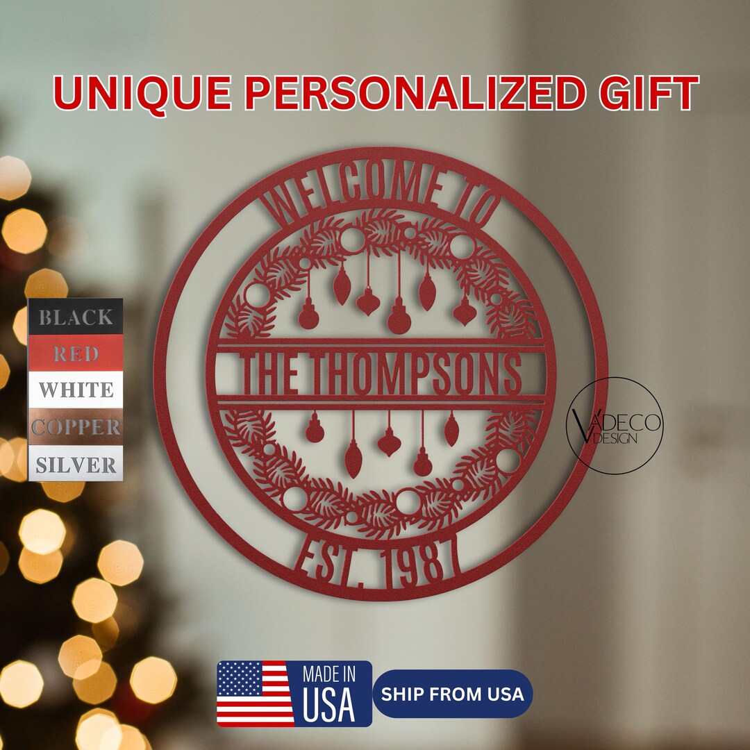 Personalized Family Name Sign Custom Metal Sign Monogram Wall Decor ...