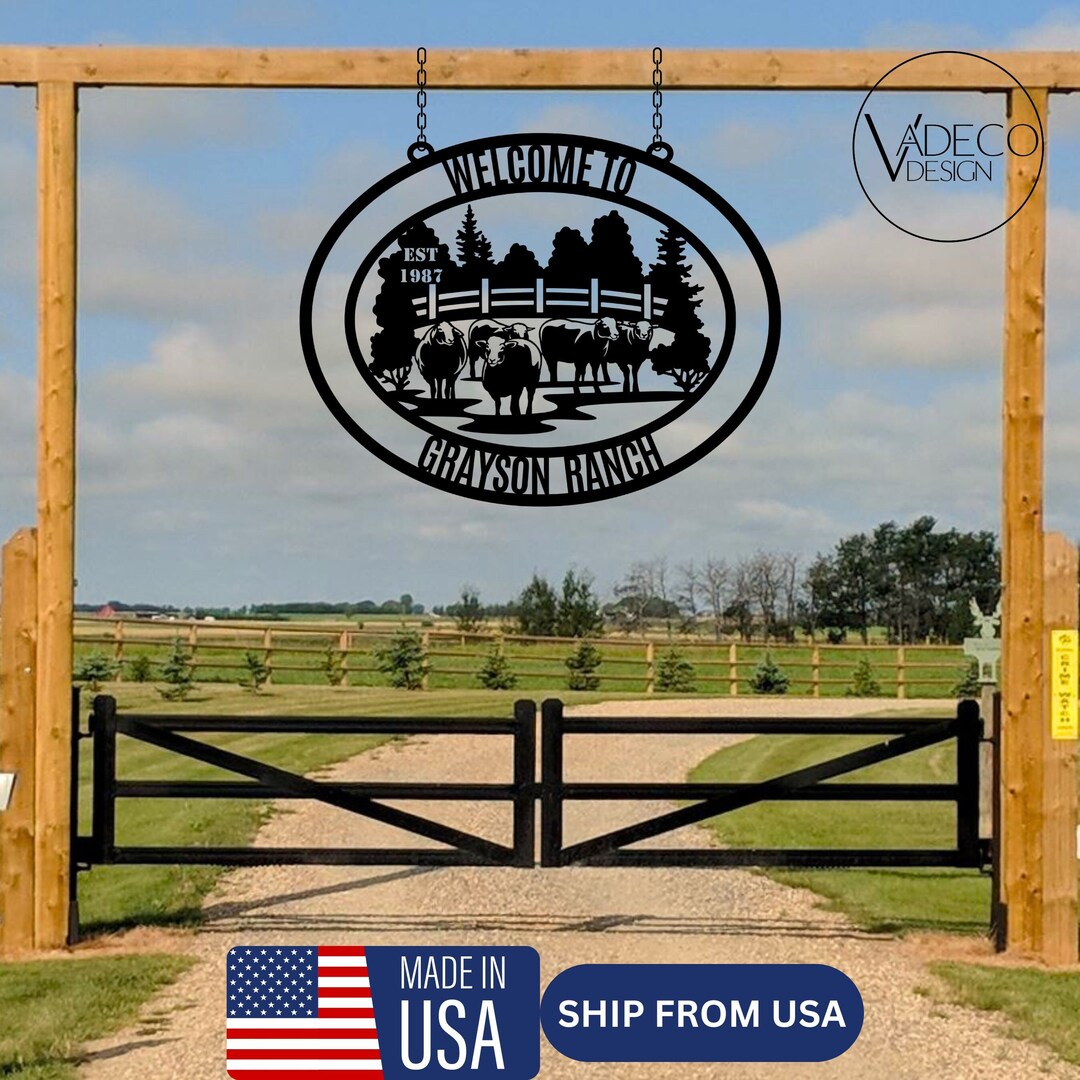 Custom Last Name Farm Metal Sign Ranch Chicken Horse Cow Sign Large ...