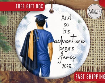 Adorno de enfermera Regalo personalizado para enfermera recién graduada Adorno de enfermera para hombre Adorno de graduación Regalo de graduación Regalo para enfermera registrada Regalo para licenciada en enfermería Regalo de graduación de enfermería