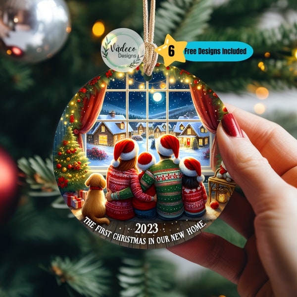 New Home Ornament PNG 2023 First Christmas In Our New Home Ornament Christmas Ornament PNG Digital Download Sublimation Design Round