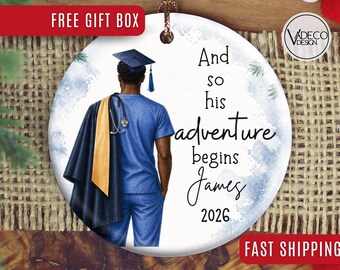 Adorno de enfermera Regalo personalizado para enfermera recién graduada Adorno de enfermera para hombre Adorno de graduación Regalo de graduación Regalo para enfermera registrada Regalo para licenciada en enfermería Regalo de graduación de enfermería