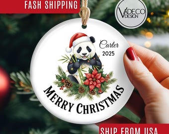 Custom Panda Babys First Christmas Ornament My First Christmas New Baby Gift Personalized Christmas Ornament for Girl 2025 Ceramic Ornament