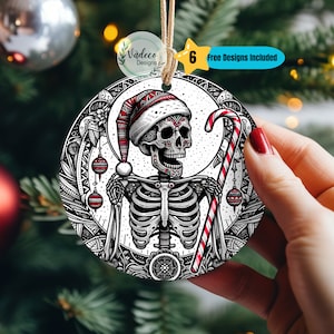 Gothic Spooky Christmas Ornament PNG Sublimation Design Digital Download Dark Christmas Skeleton Christmas Horror Christmas Creepy Christmas