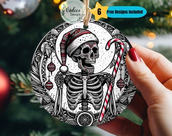 Gotisch spookachtig kerstornament PNG-sublimatieontwerp Digitale download Dark Christmas Skeleton Christmas Horror Christmas Griezelige kerst