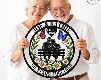 Personalized Anniversary Metal Wall Sign, 50 Years Together Sign, Custom Wedding Gift, Couple Names Date Sign,Gift for Parents, Grandparents