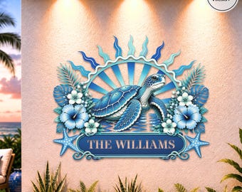 Turtle Metal Wall Art Coastal Ocean Decor Nautical Sea Life Hanging Beach House Art Marine Life Decor Patio Seaside Home Gift