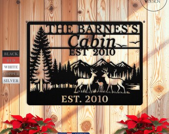 Custom Deer Hunting Gifts Cabin Decor Tree Wood Decor 3D Family Name Sign Last Name Decor Camper Decor Cabin Sign Christmas Gift For Family