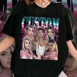 CUSTOM Photo T-Shirt, Shirt With Girlfriend Face, Insert Your Design, Custom Photo Vintage T Shirts, Personalized Your Own Picture Idea
