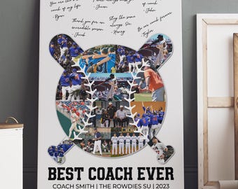 Personalized Baseball Gifts for Coach, Coach Photo Collage Gift, Thank You Coach Gifts, End of Season Manager Gift, Baseball Softball Teams