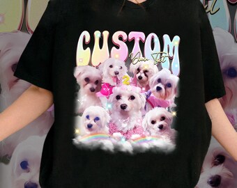 Custom Comfort Colors Retro Dog Shirt, Personalized Pet Tee, Custom Photo Vintage 90s Graphic, Bootleg Rap Dog Shirt, Custom Design Tshirt