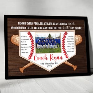 Personalized Baseball Gifts for Coach, Custom Team Names Wall Art, Thank You Coach Gifts, End of Season Manager Gift, Baseball Team Gifts