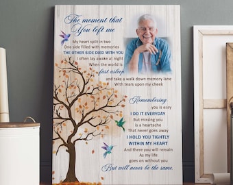 The Moment That You Left Me, Canvas Memorial, Personalized Funeral Keepsake Canvas, Loss Of Loved One Hummingbird Sympathy Canvas