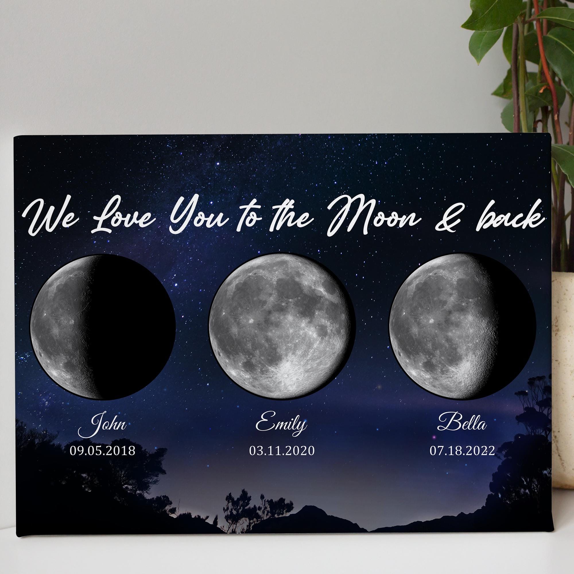 Love You to the Moon and Back Personalized Moon Phase Poster